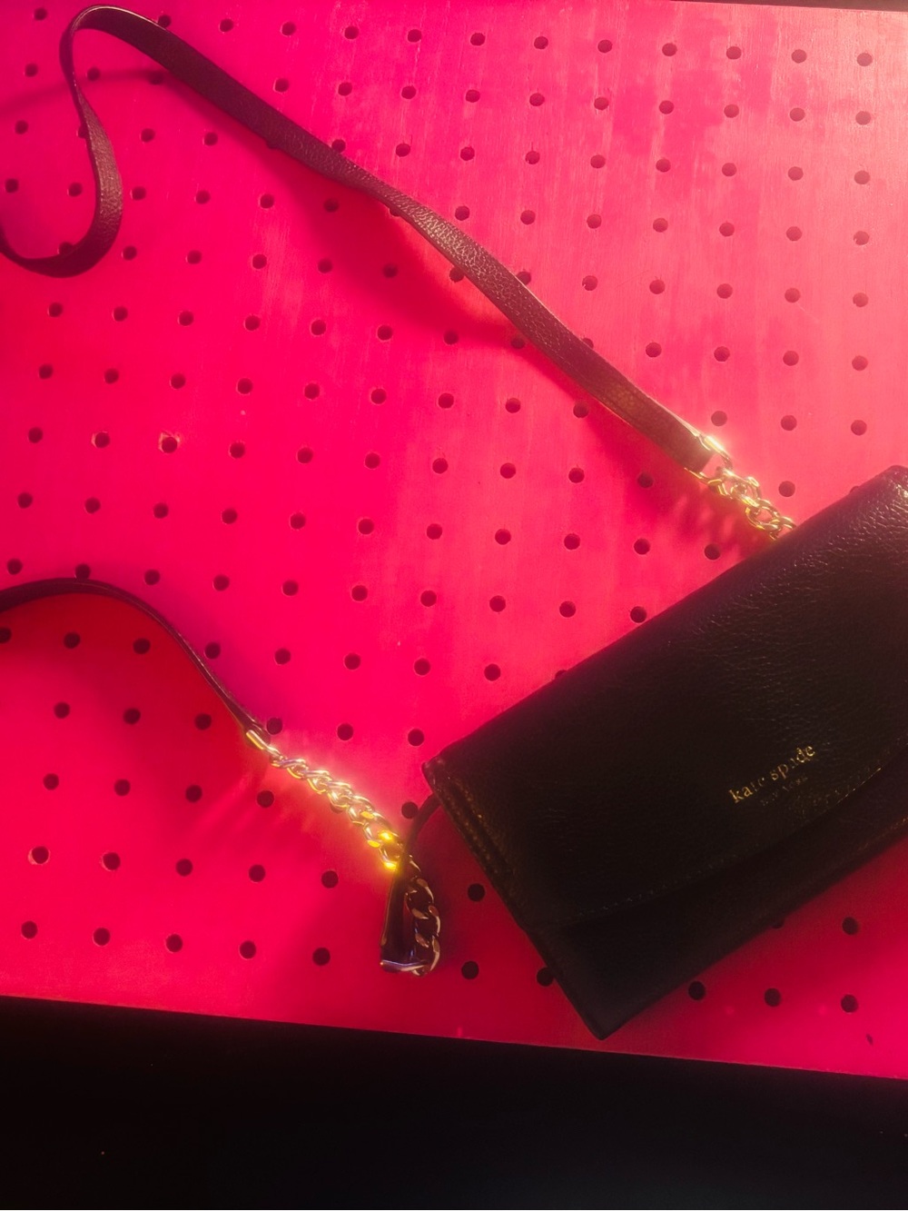 Kate Spade Black Leather Crossbody Wallet Bag